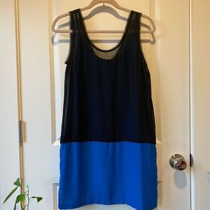 Black and blue mini dress color block